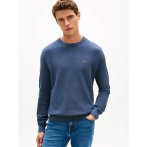 Tommy Hilfiger Flag Embroidery Textured Crew Neck Jumper